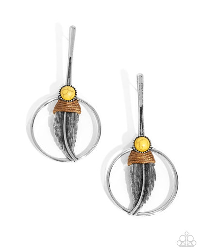 Feathered Future Yellow Feather Earrings  - Jewelry by Bretta 