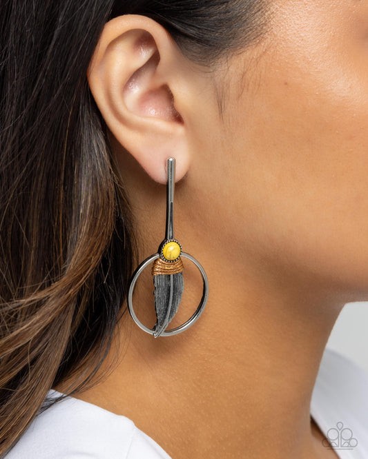 Feathered Future Yellow Feather Earrings  - Jewelry by Bretta 