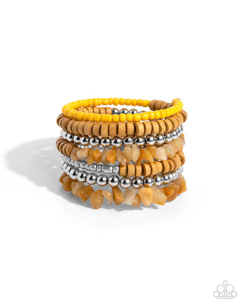 Plentiful Pizzazz Yellow Bracelet - Jewelry by Bretta