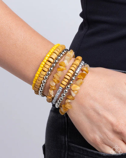 Plentiful Pizzazz Yellow Bracelet - Jewelry by Bretta