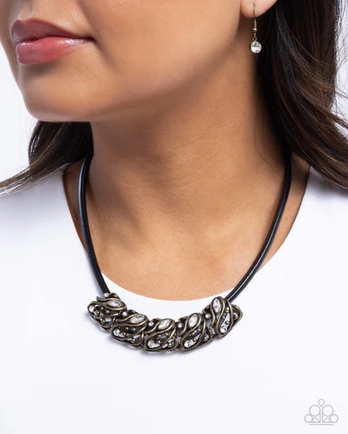 Sprig Shimmer Brass Necklace - Jewelry by Bretta