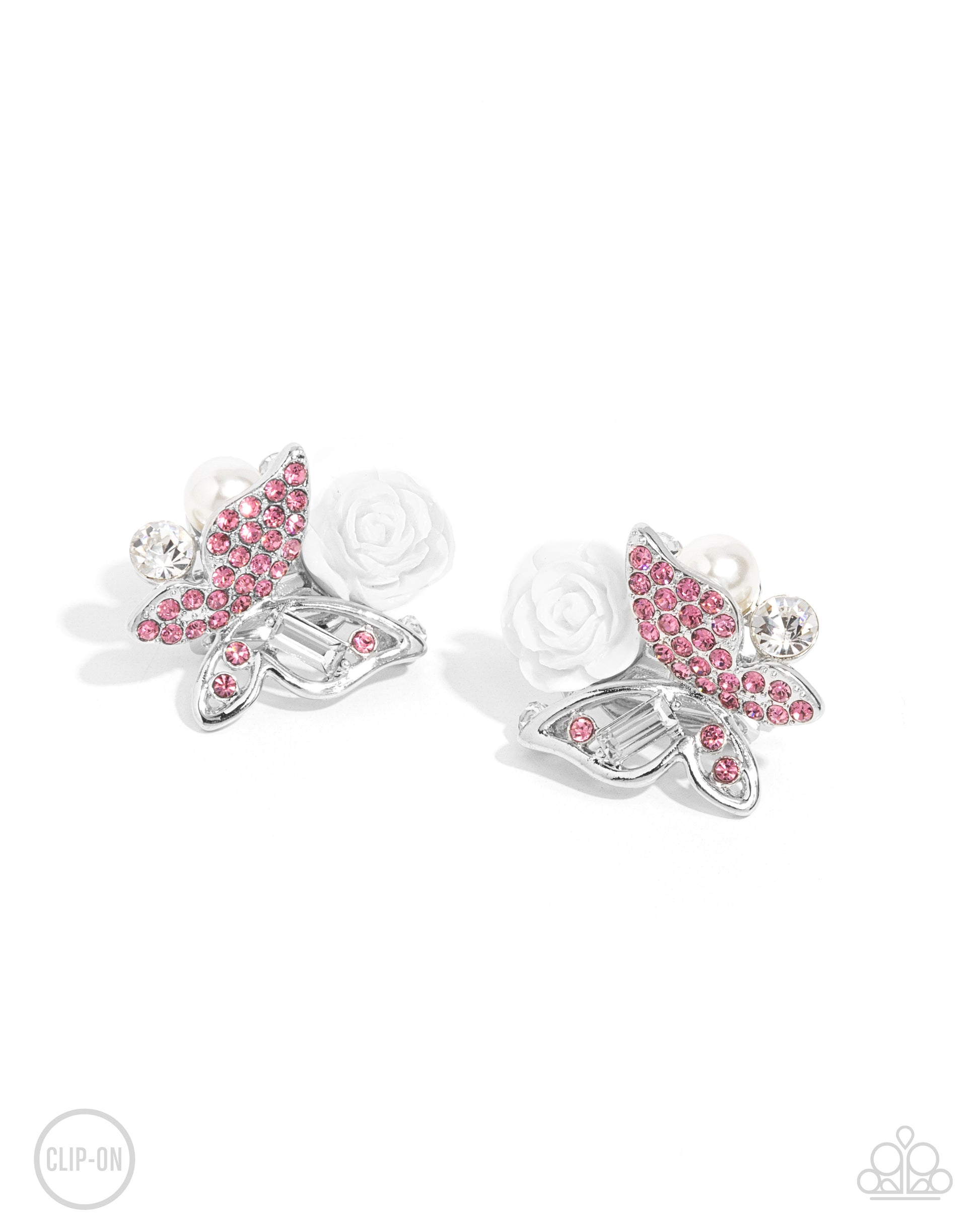 Fanciful Facade Pink Butterfly Clip On Earrings - Jewelry by Bretta