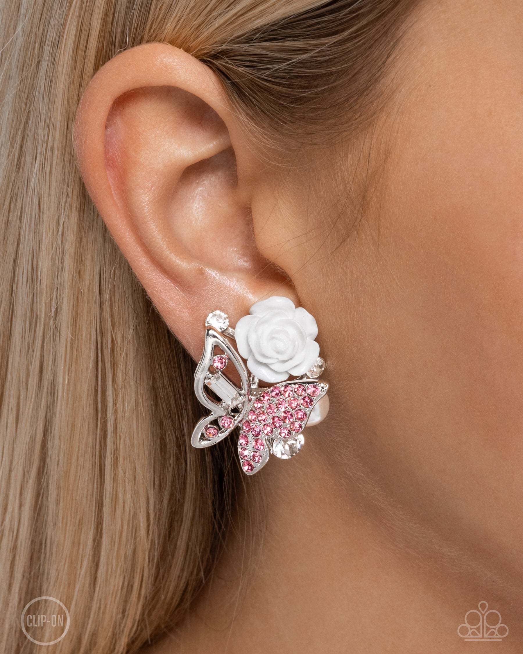 Fanciful Facade Pink Butterfly Clip On Earrings - Jewelry by Bretta