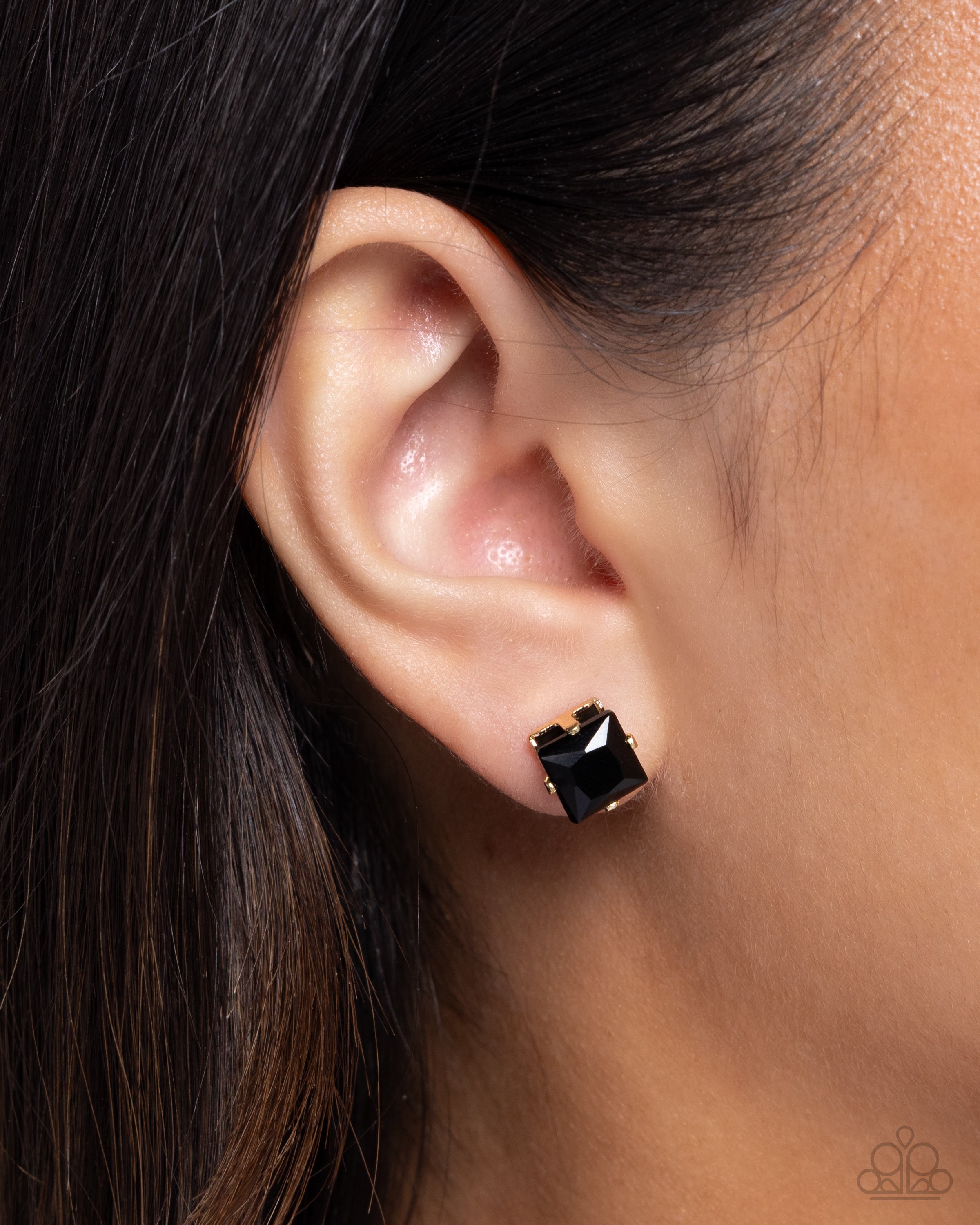 Squared Soprano Black Post Earrings Jewelry by Bretta