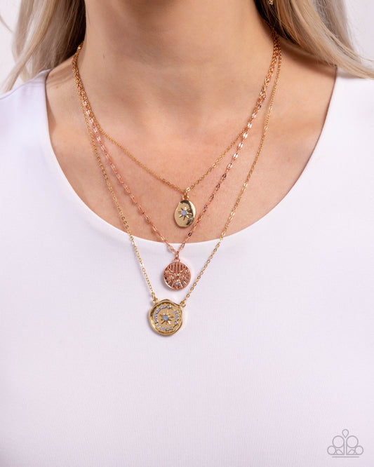 Necklace with circular pendants on a white background