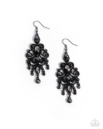 Chandelier Celebration Black Earrings - Jewelry by Bretta