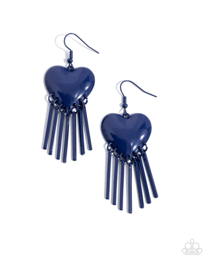 Flirty Fringe Blue Heart Earrings - Jewelry by Bretta