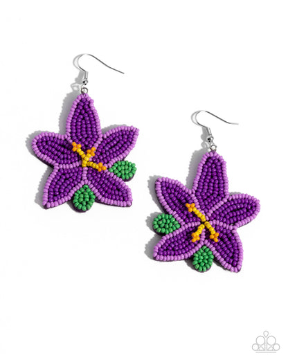 Seed Bead Symmetry Purple Earrings - Jewelry by Bretta