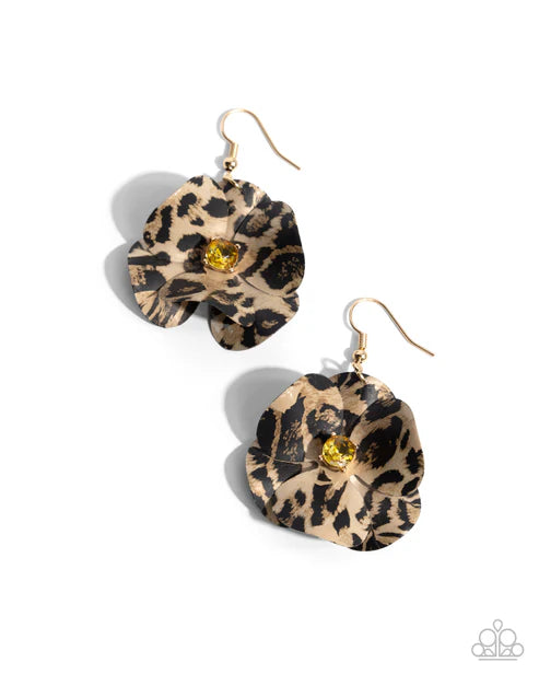 Legendary Leopard Yellow Earrings - Jewelry by Bretta