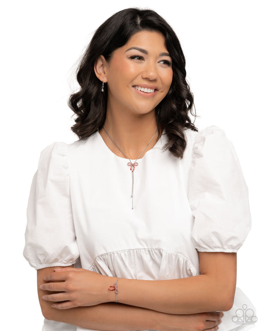 Complete Look Red Bow Necklace and Bracelet Set - Jewelry by Bretta