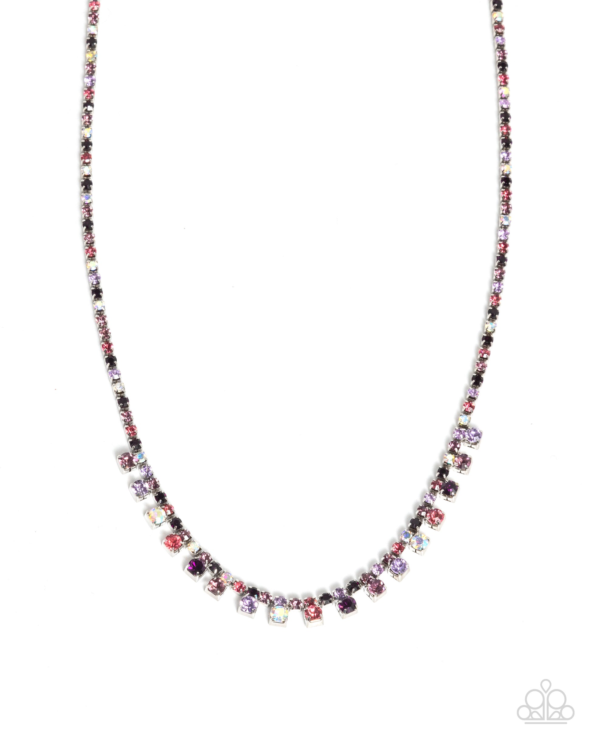 Necklace with multicolored beads on a white background