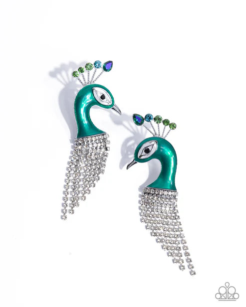 Pampered Peacock Green Post Earrings - Jewelry by Bretta