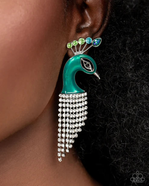 Pampered Peacock Green Post Earrings - Jewelry by Bretta