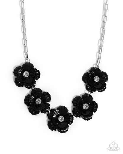 Flower Chain Black Necklace - Jewelry by Bretta 