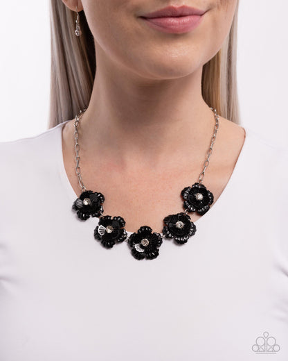 Flower Chain Black Necklace - Jewelry by Bretta 