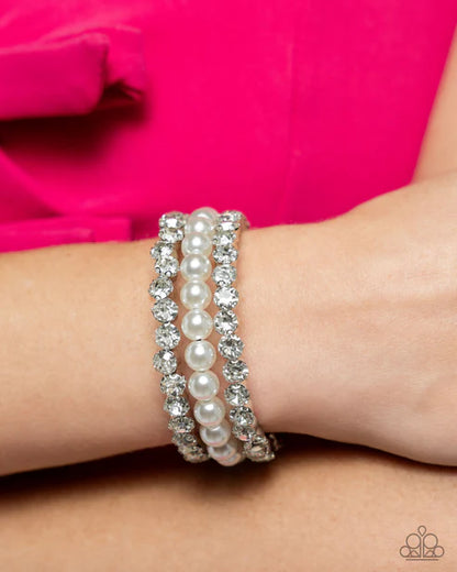 Grandiose Glitz White  Bracelet - Jewelry by Bretta