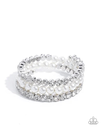 Grandiose Glitz White  Bracelet - Jewelry by Bretta