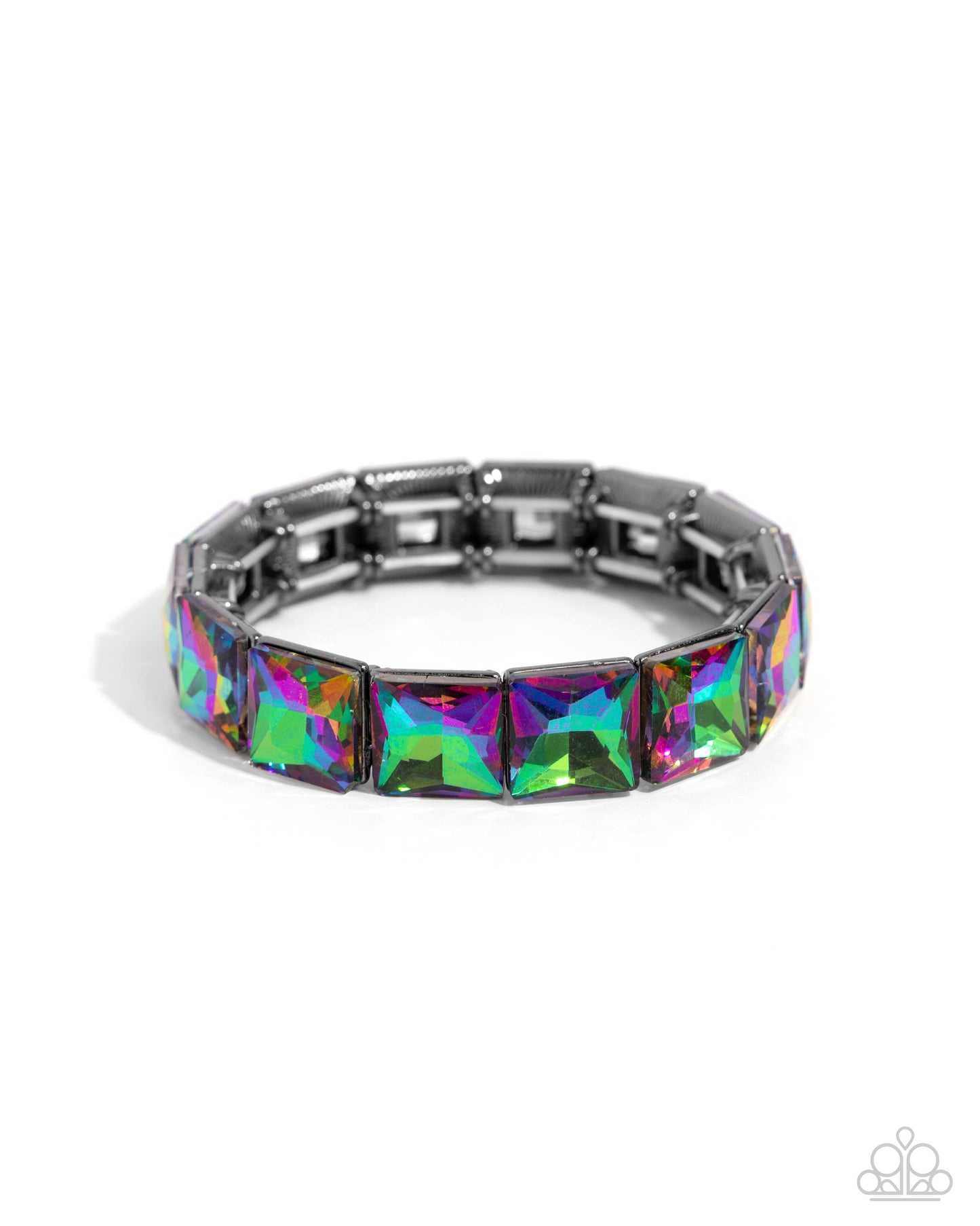 Multicolored gemstone bracelet on a white background