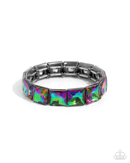 Multicolored gemstone bracelet on a white background