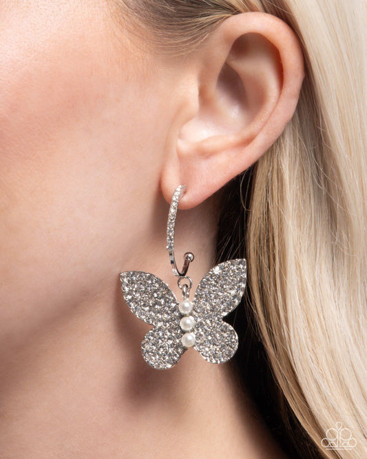 Butterfly Boundary White Earrings - Jewelry by Bretta