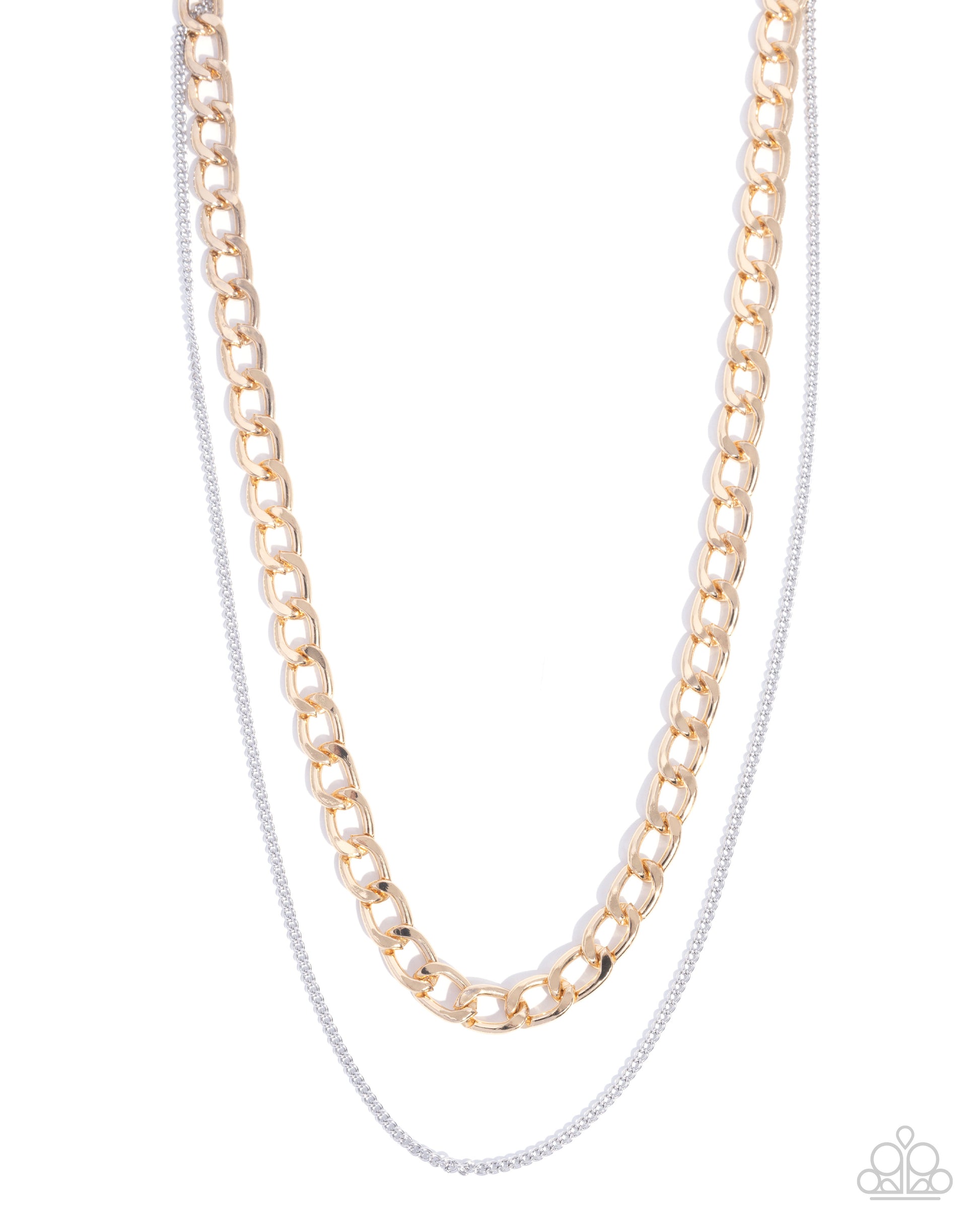Two gold and silver chain necklaces on a white background