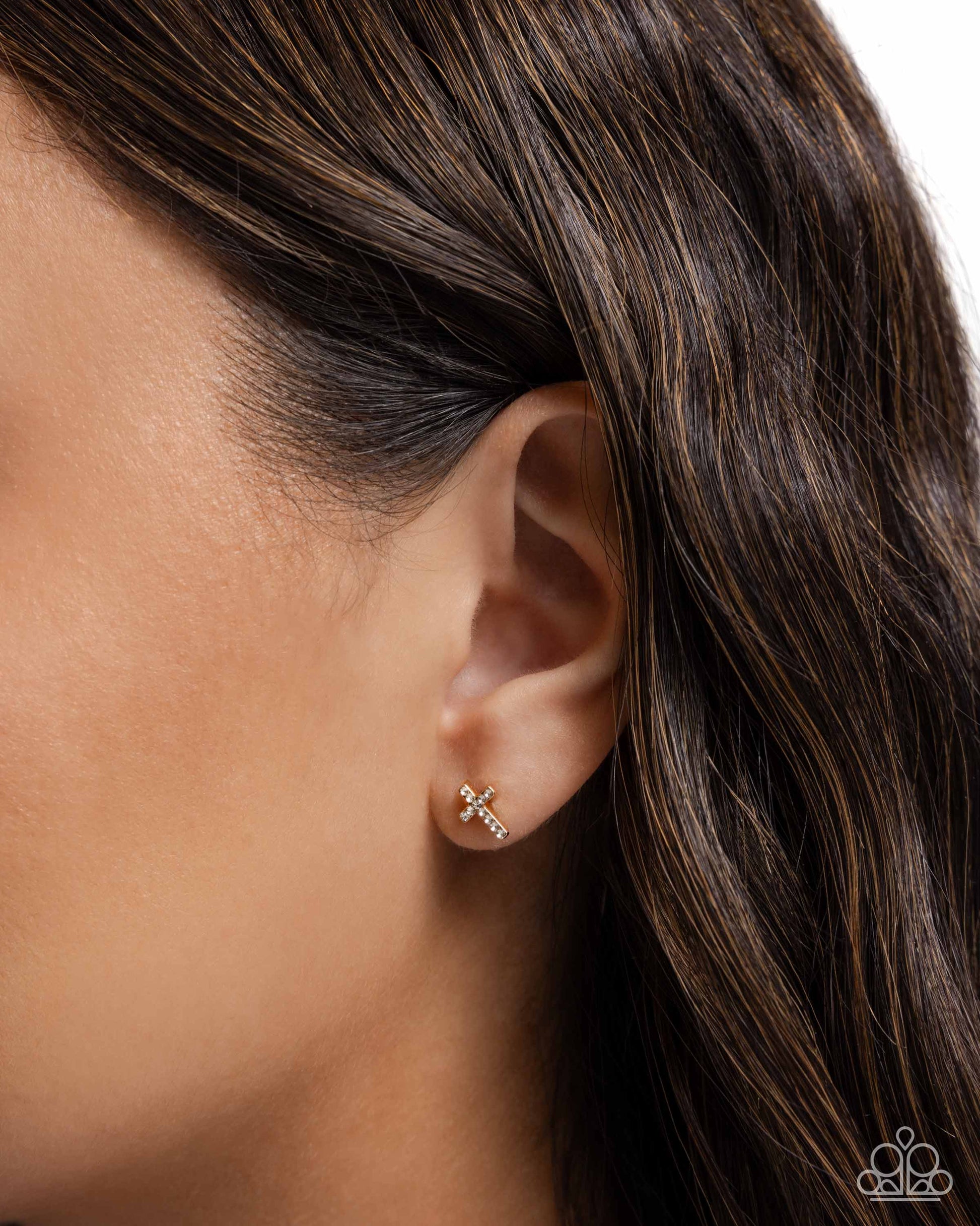 Sacred Shimmer Gold Cross Post Earrings - Jewelry by Bretta