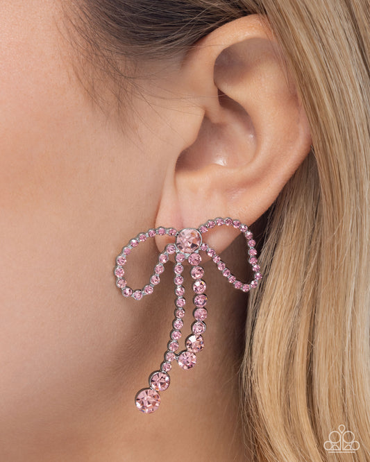 Black Tie Bow Pink Earrings - Jewelry by Bretta