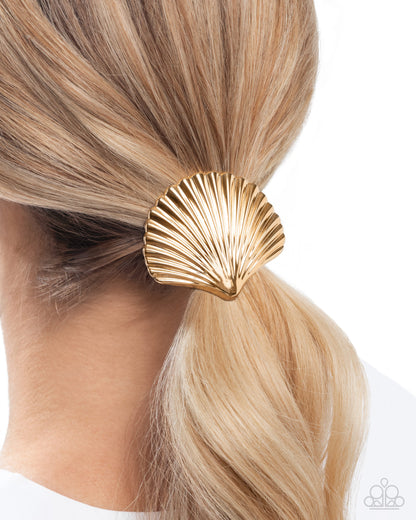 Short Seashell Gold Hair Clip - Jewelry by Bretta
