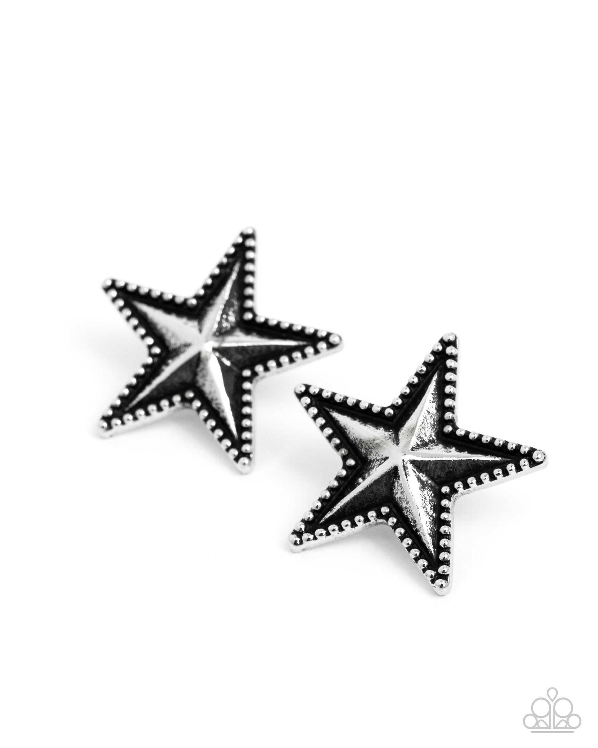 Pair of star-shaped earrings on a white background