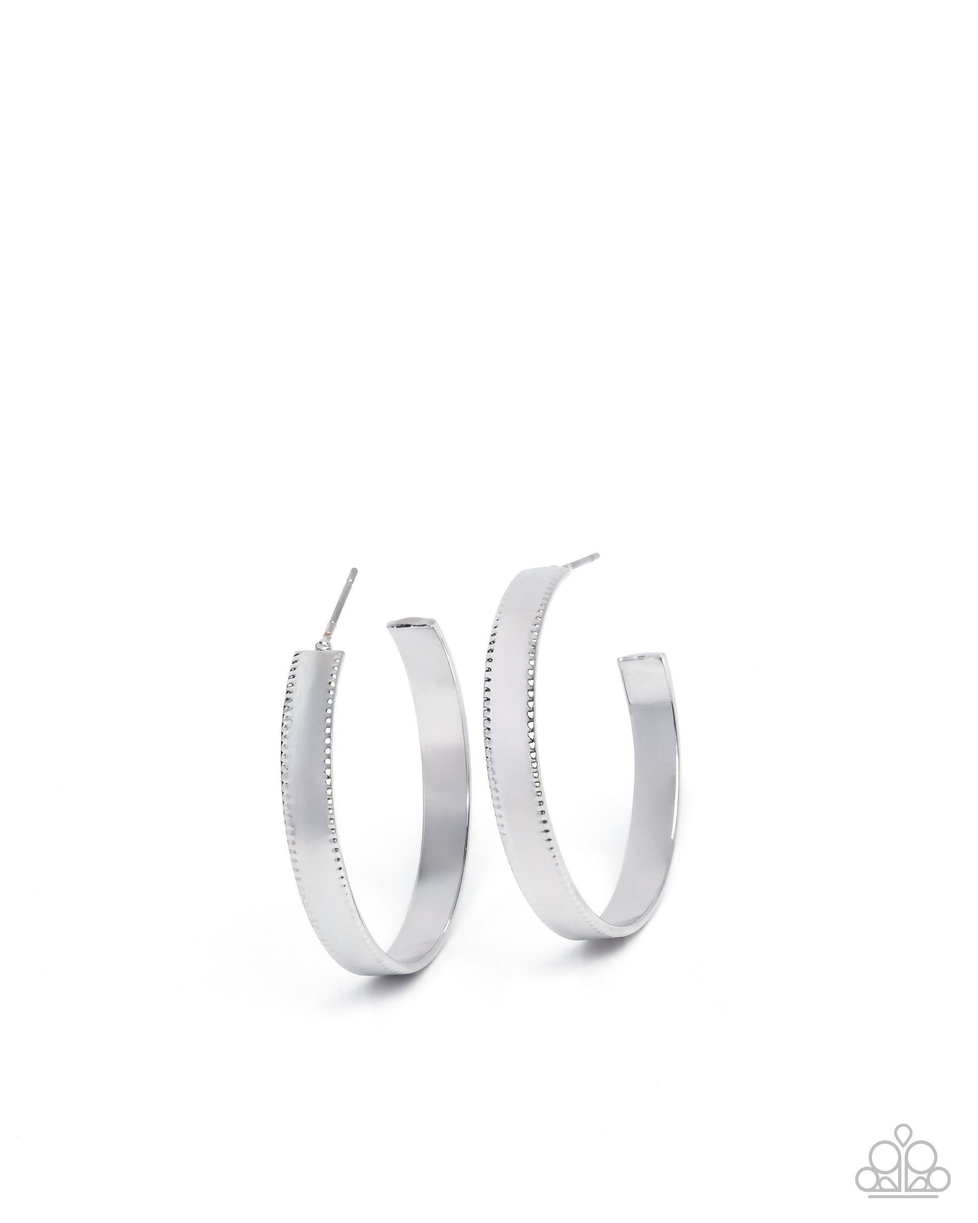 Silver hoop earrings on a white background
