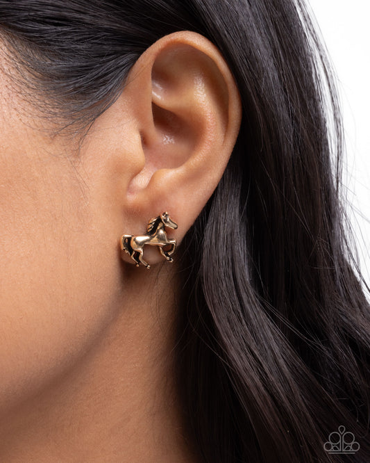 Stallion Selfie Gold Earrings - Jewelry by Bretta