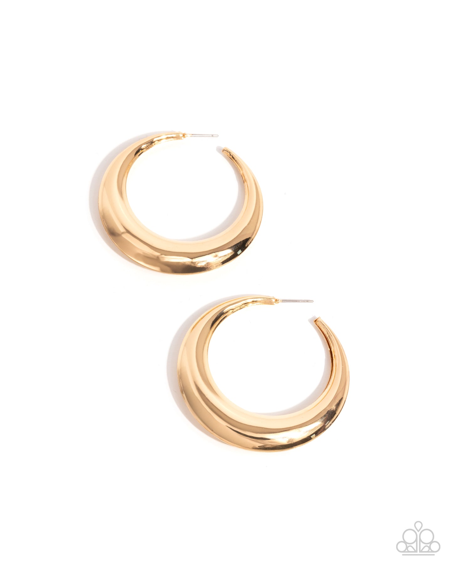 Gold hoop earrings on a white background