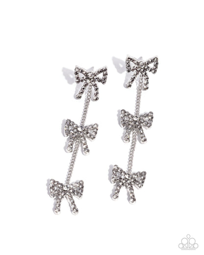 Silver bow earrings