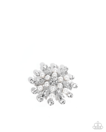 Pearly Prologue White Brooch - Jewelry by Bretta
