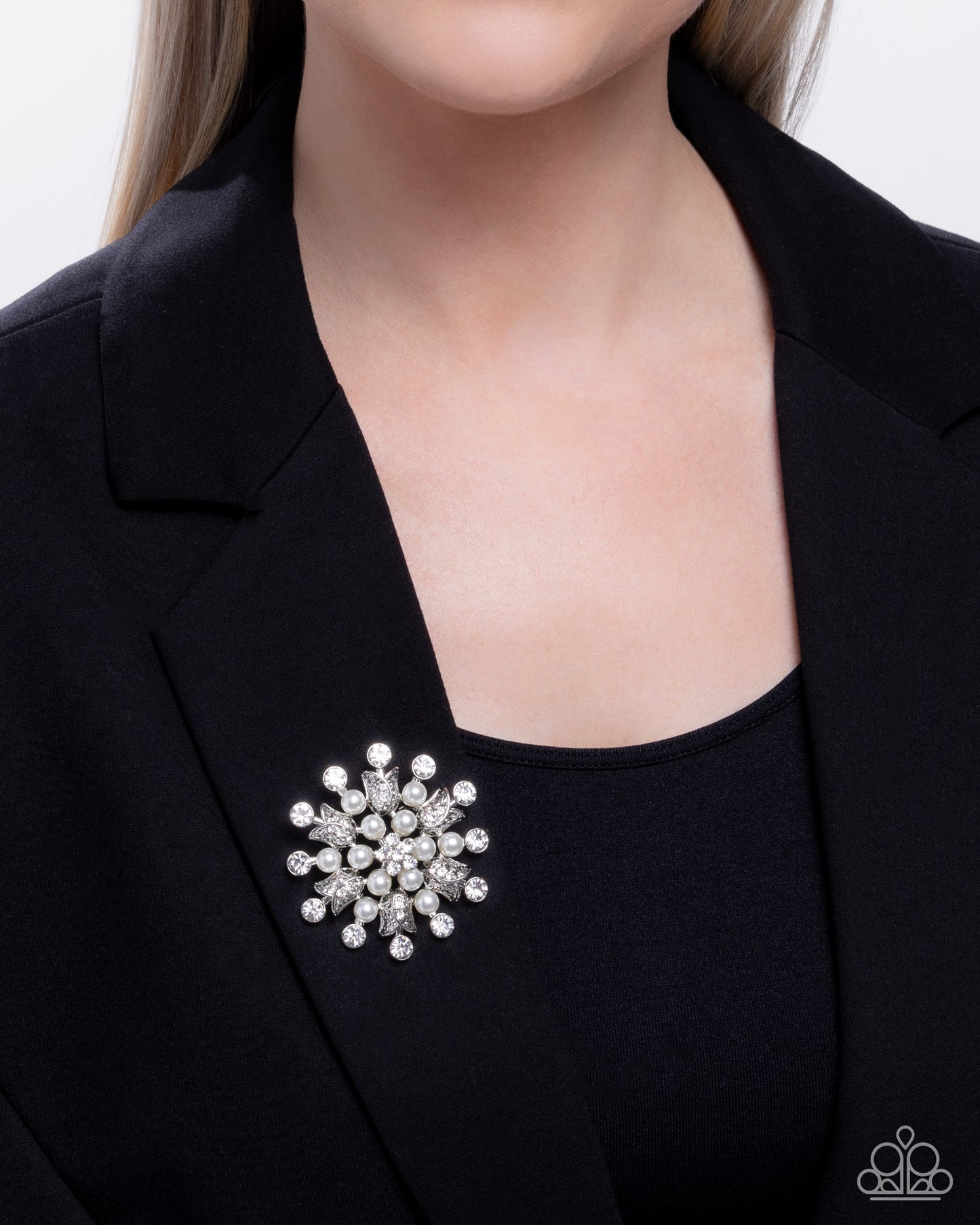Pearly Prologue White Brooch - Jewelry by Bretta