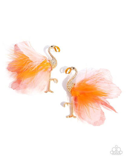 Feathered Flamingo Orange Earrings - Jewelry by Bretta