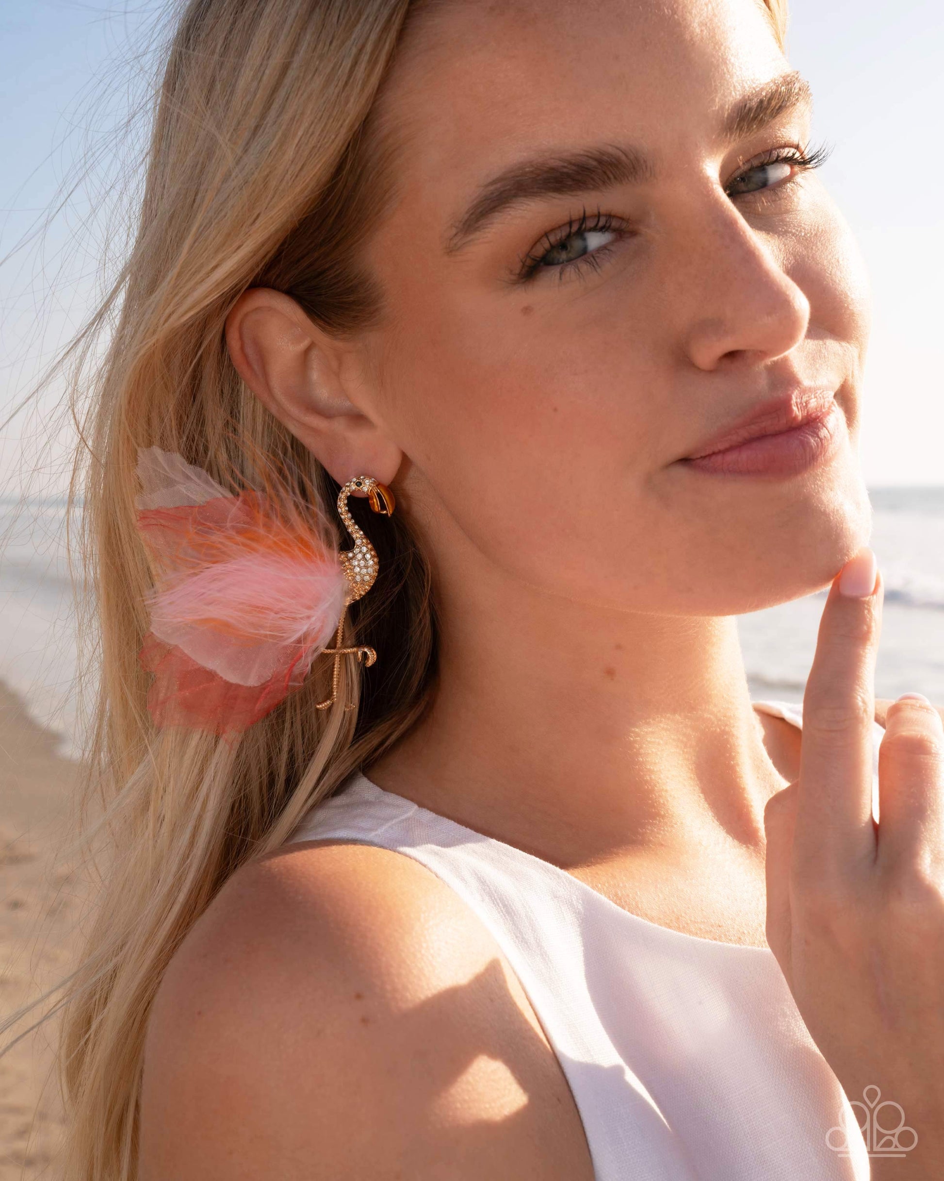 Feathered Flamingo Orange Earrings - Jewelry by Bretta