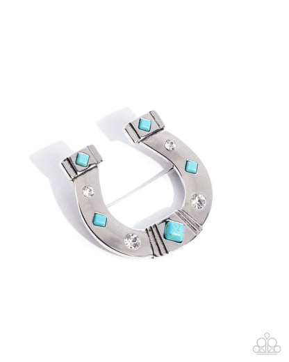 Horseshoe Horizon Blue Brooch - Jewelry by Bretta