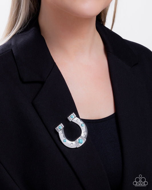 Horseshoe Horizon Blue Brooch - Jewelry by Bretta