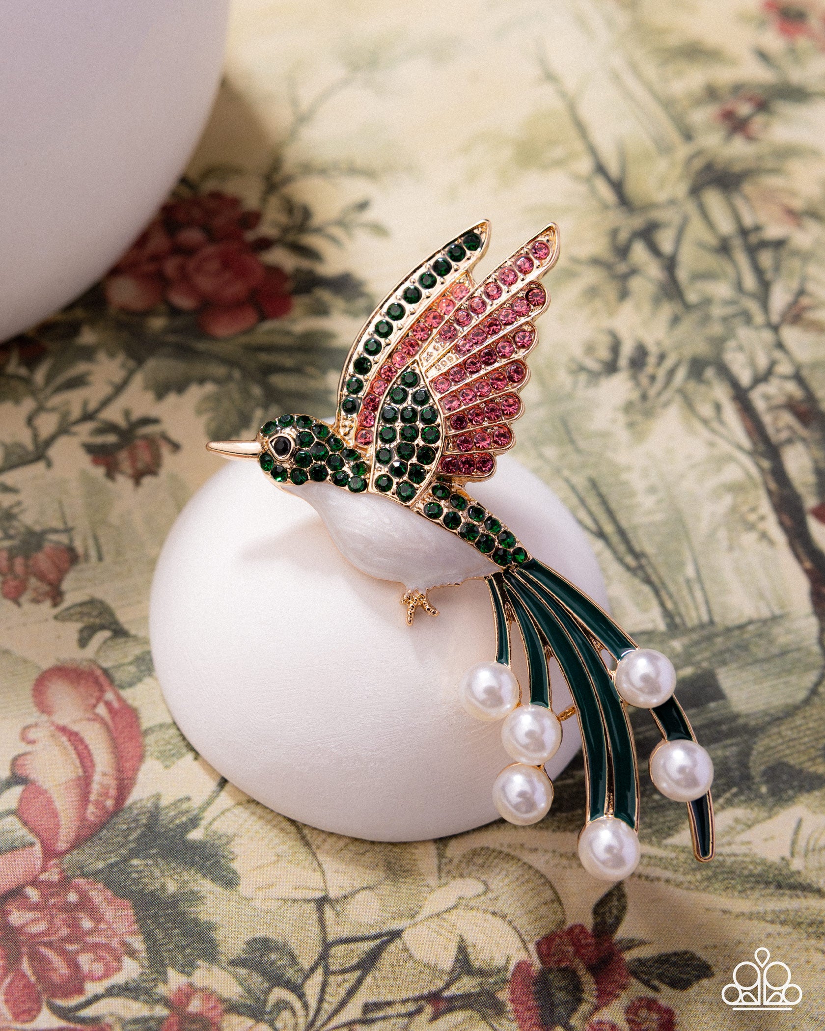 Hummingbird Homage Green Brooch - Jewelry by Bretta