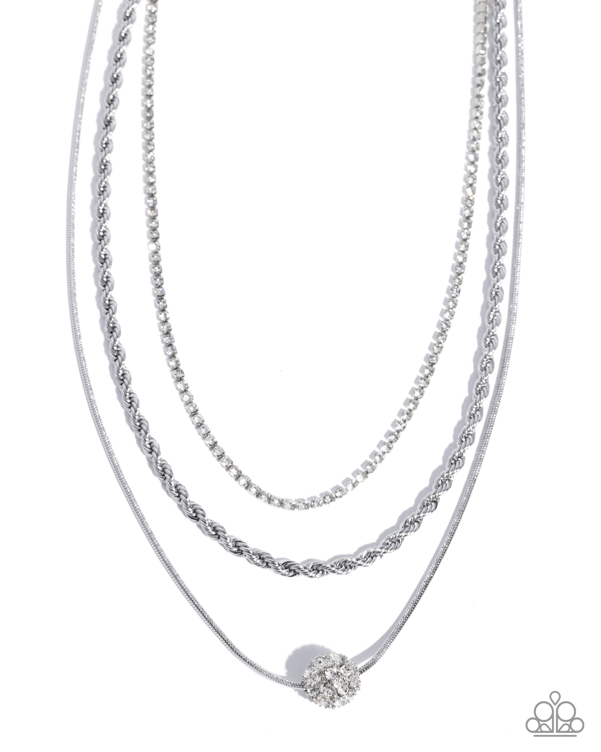 Three silver necklaces with a heart charm on a white background