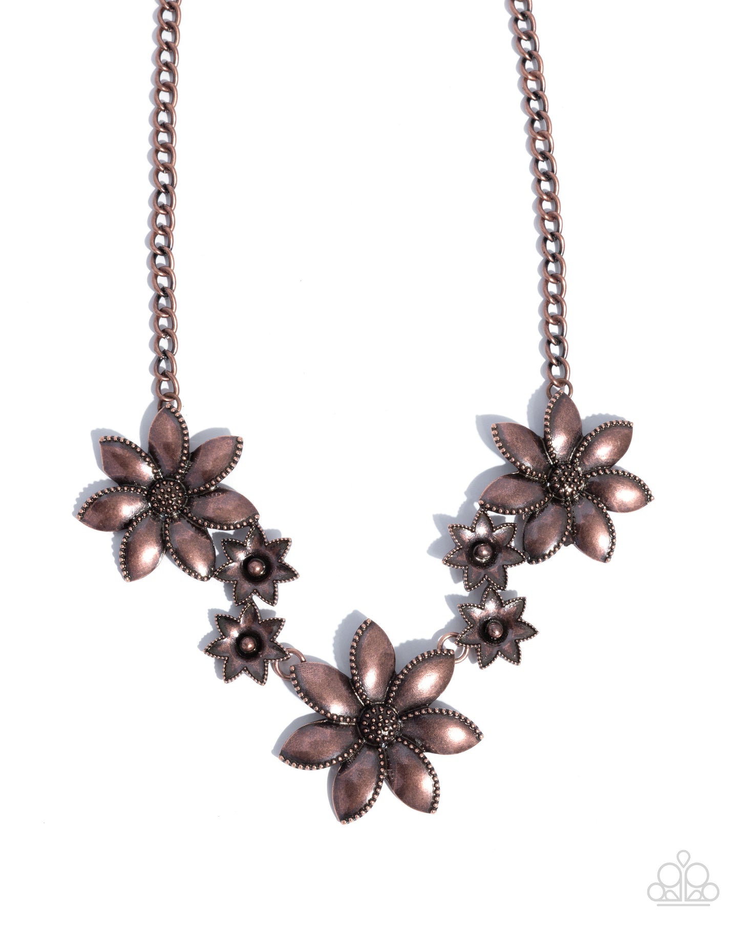 Necklace with floral designs on a white background
