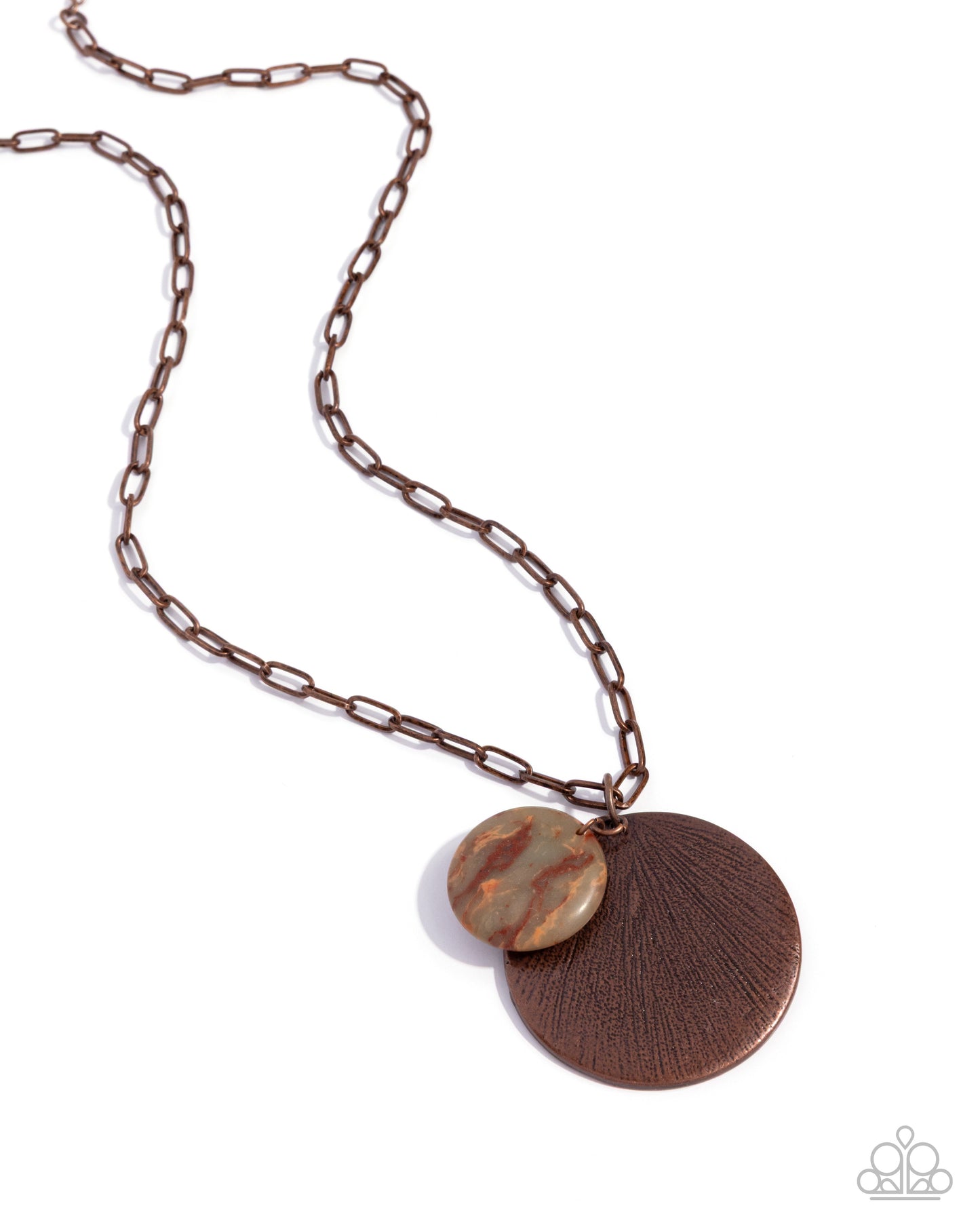 Eclectic Eclipse copper paperclip chain necklace with multicolor stone pendant