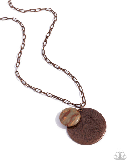 Eclectic Eclipse copper paperclip chain necklace with multicolor stone pendant