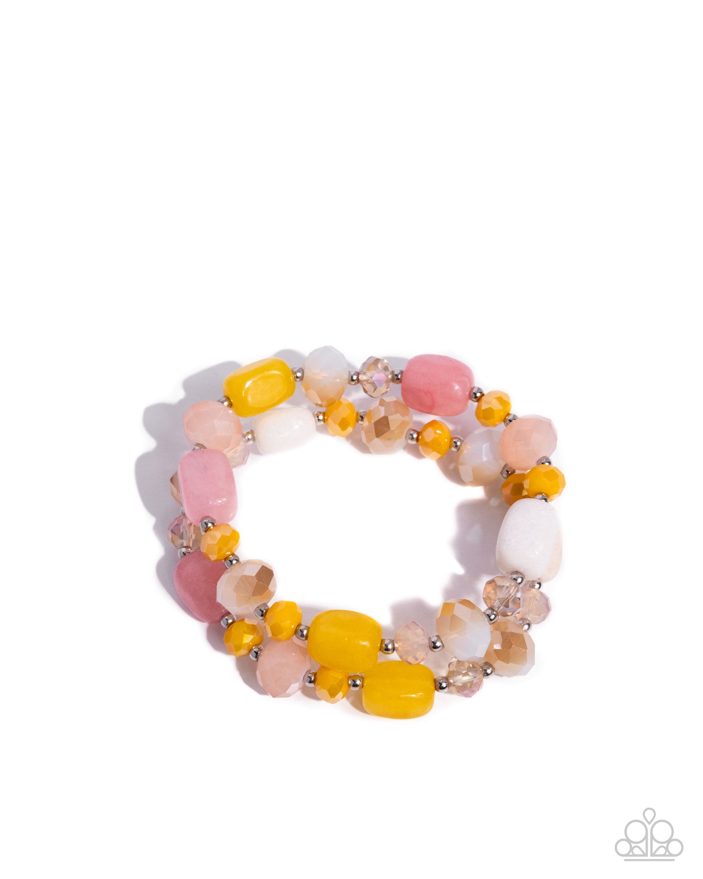 Multicolored beaded bracelet on a white background