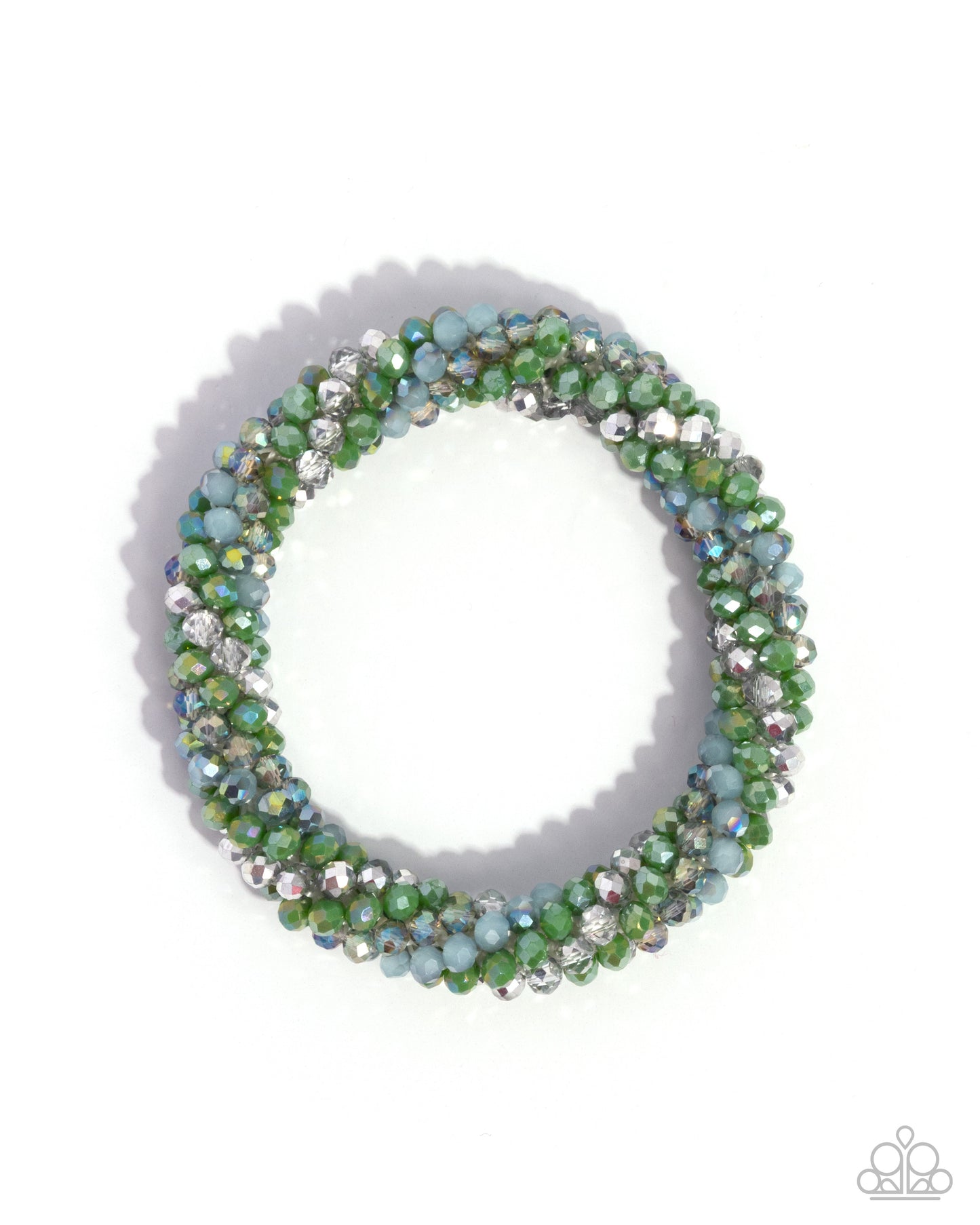 Multicolored beaded bracelet on a white background