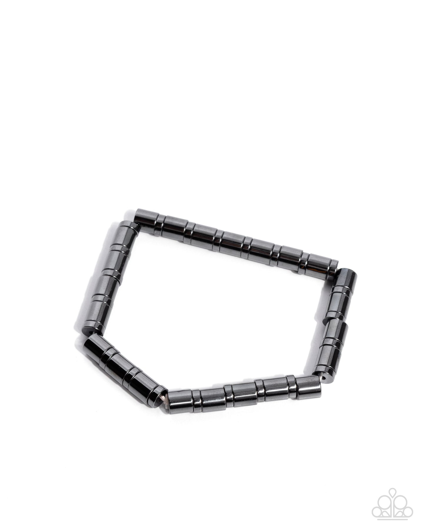 Black geometric ring on a white background