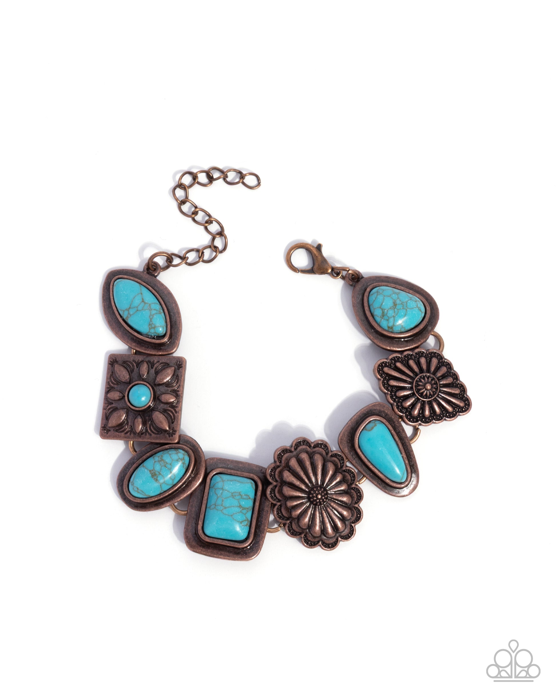 Bronze and turquoise necklace on a white background