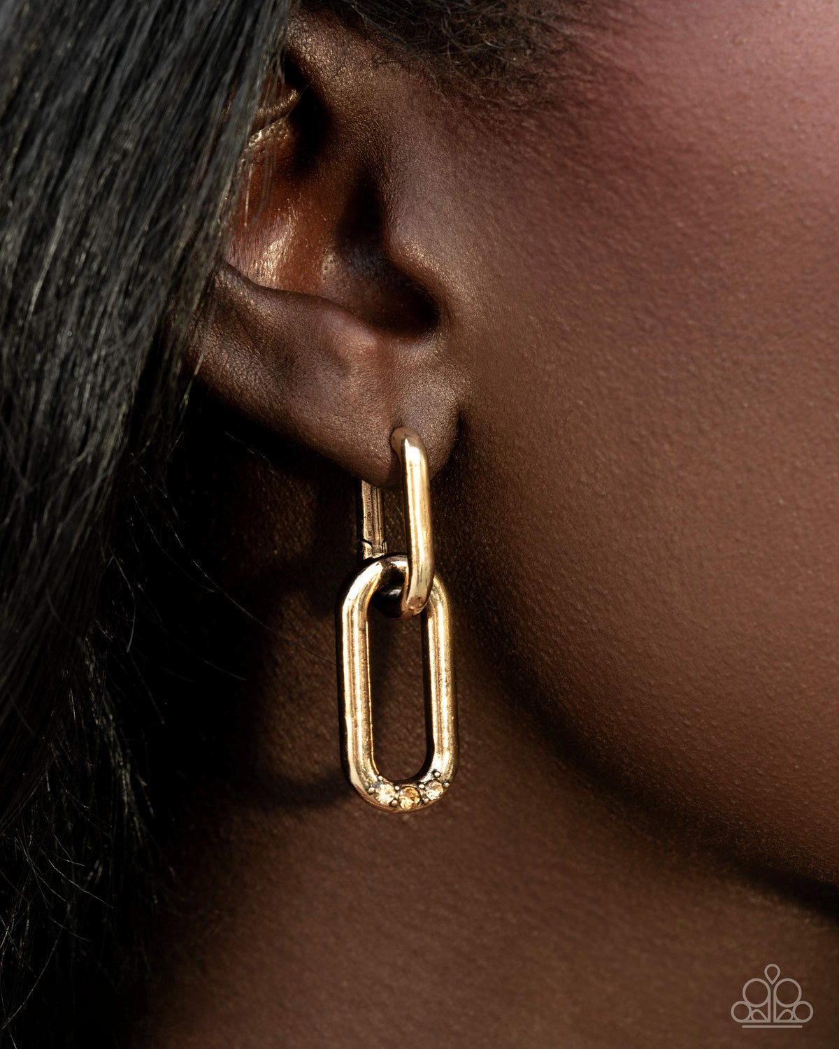Lavish Links gold hinge hoop earrings by Paparazzi Accessories