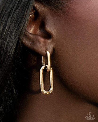 Lavish Links gold hinge hoop earrings by Paparazzi Accessories